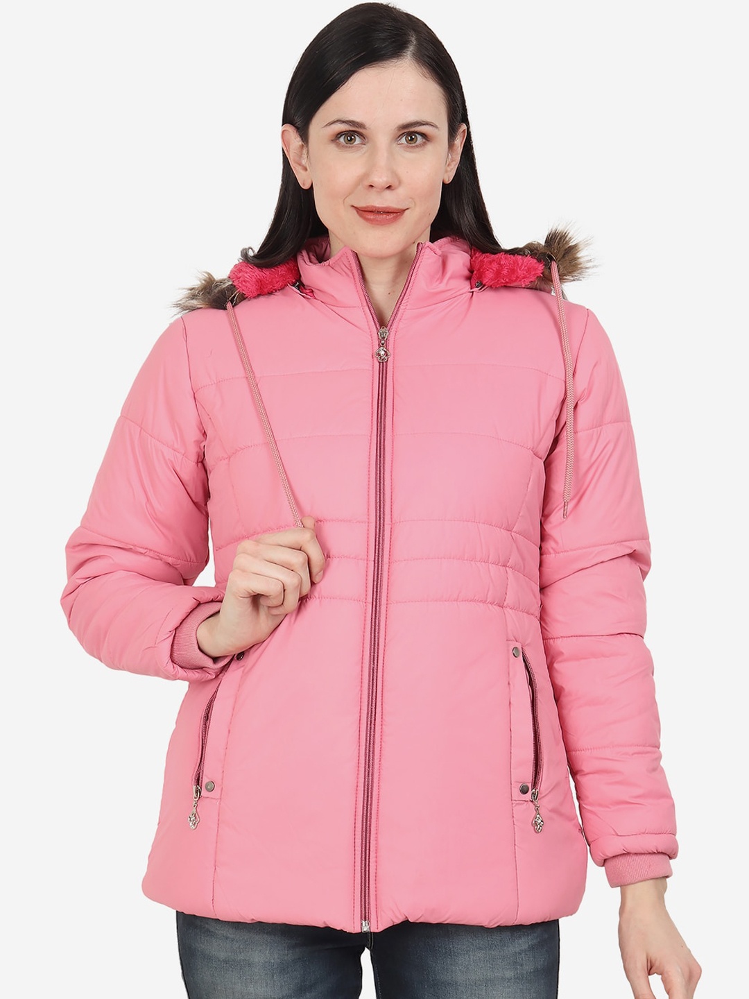 

Xohy Women Pink Lightweight Outdoor Parka Jacket