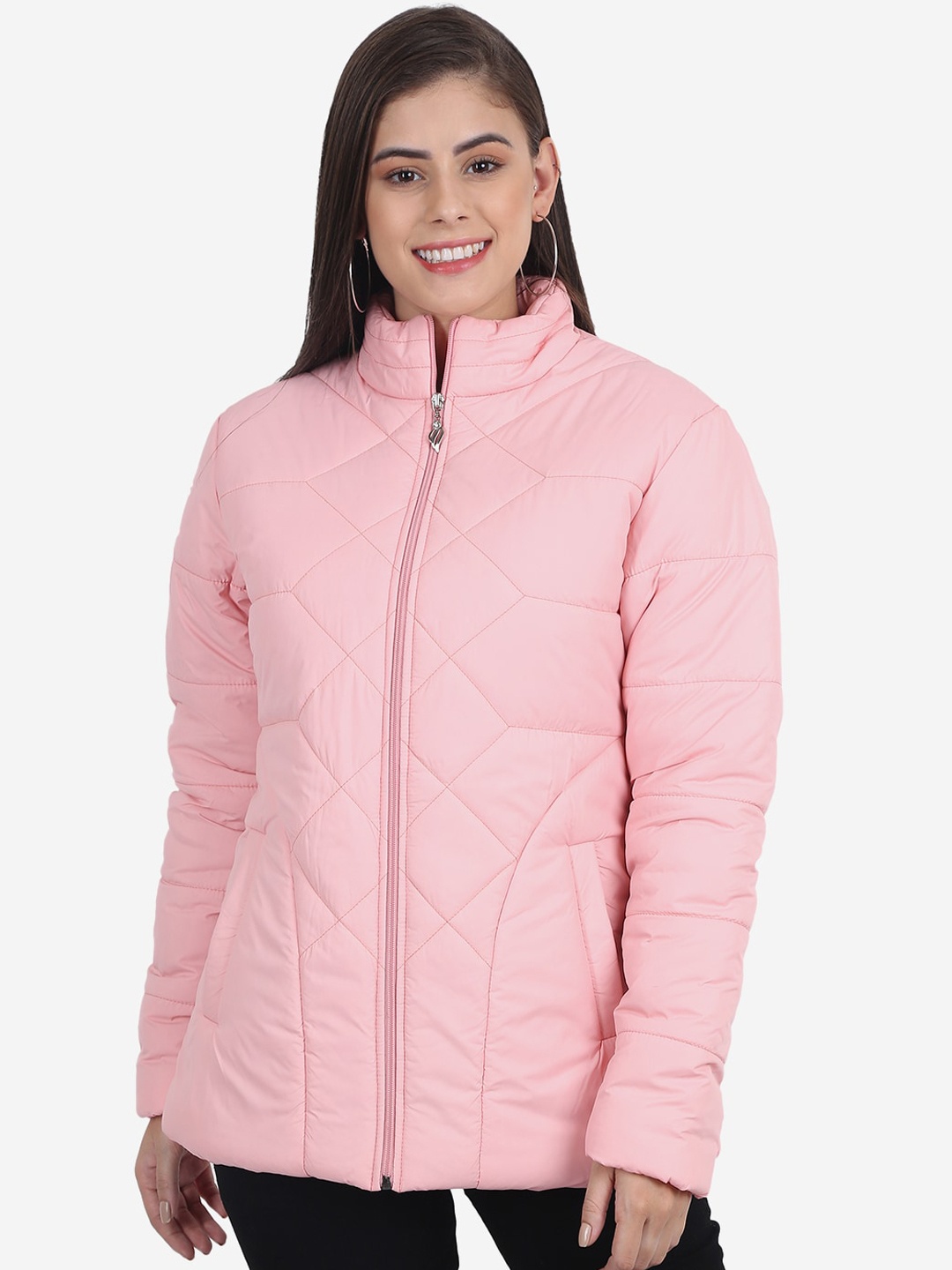 

Xohy Women Pink Floral Lightweight Longline Outdoor Padded Jacket