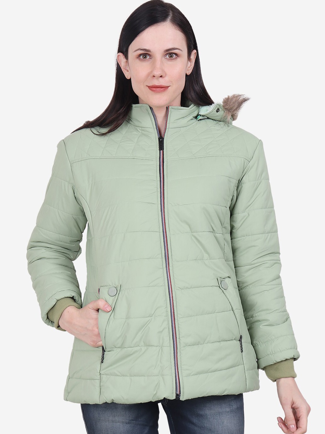 

Xohy Women Green Lightweight Longline Outdoor Padded Jacket