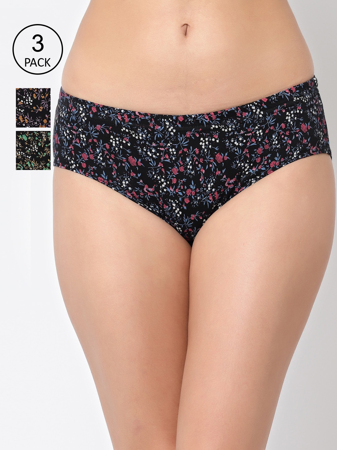 

Floret Women Pack Of 3 Assorted Hipster Briefs