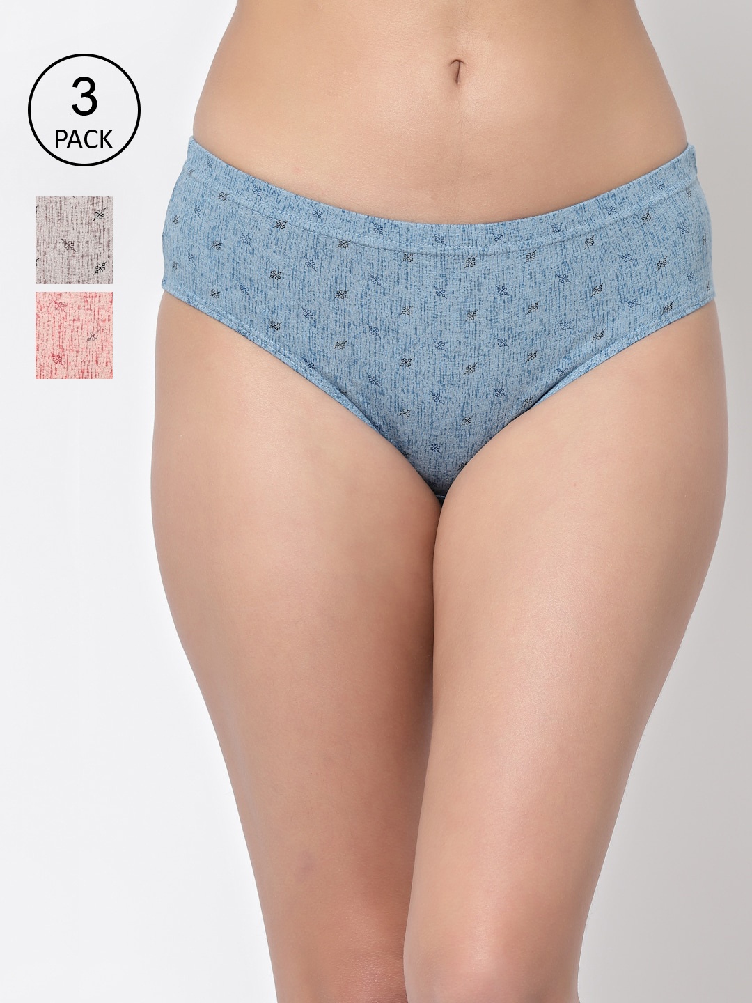 Floret Women Pack Of 3 Assorted Hipster Briefs