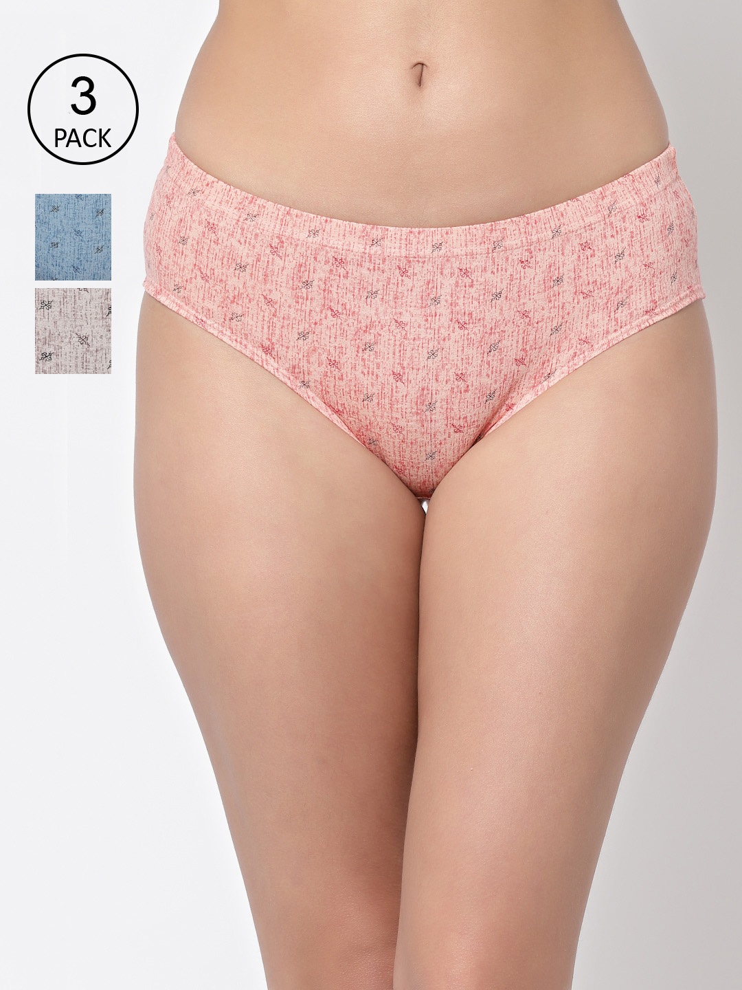 

Floret Women Pack Of 3 Assorted Hipster Briefs