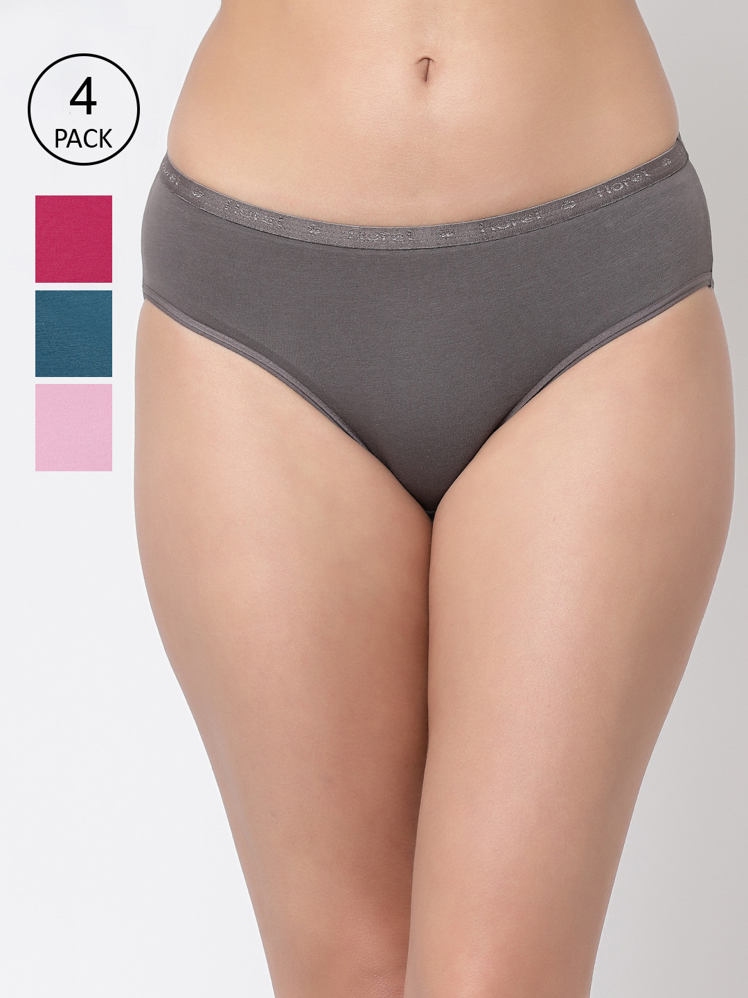 

Floret Women Pack Of 4 Assorted Hipster Briefs