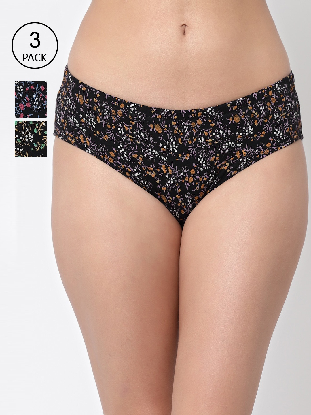 

Floret Women Pack Of 3 Assorted Hipster Briefs