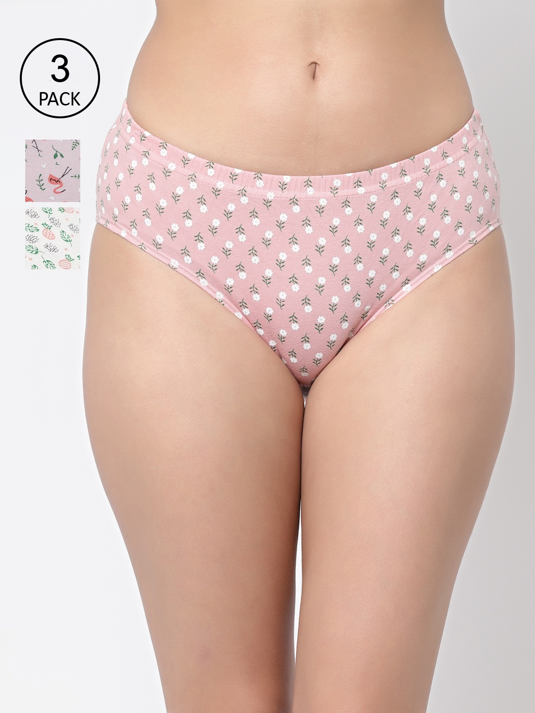 Floret Women Pack Of 3 Assorted Hipster Briefs