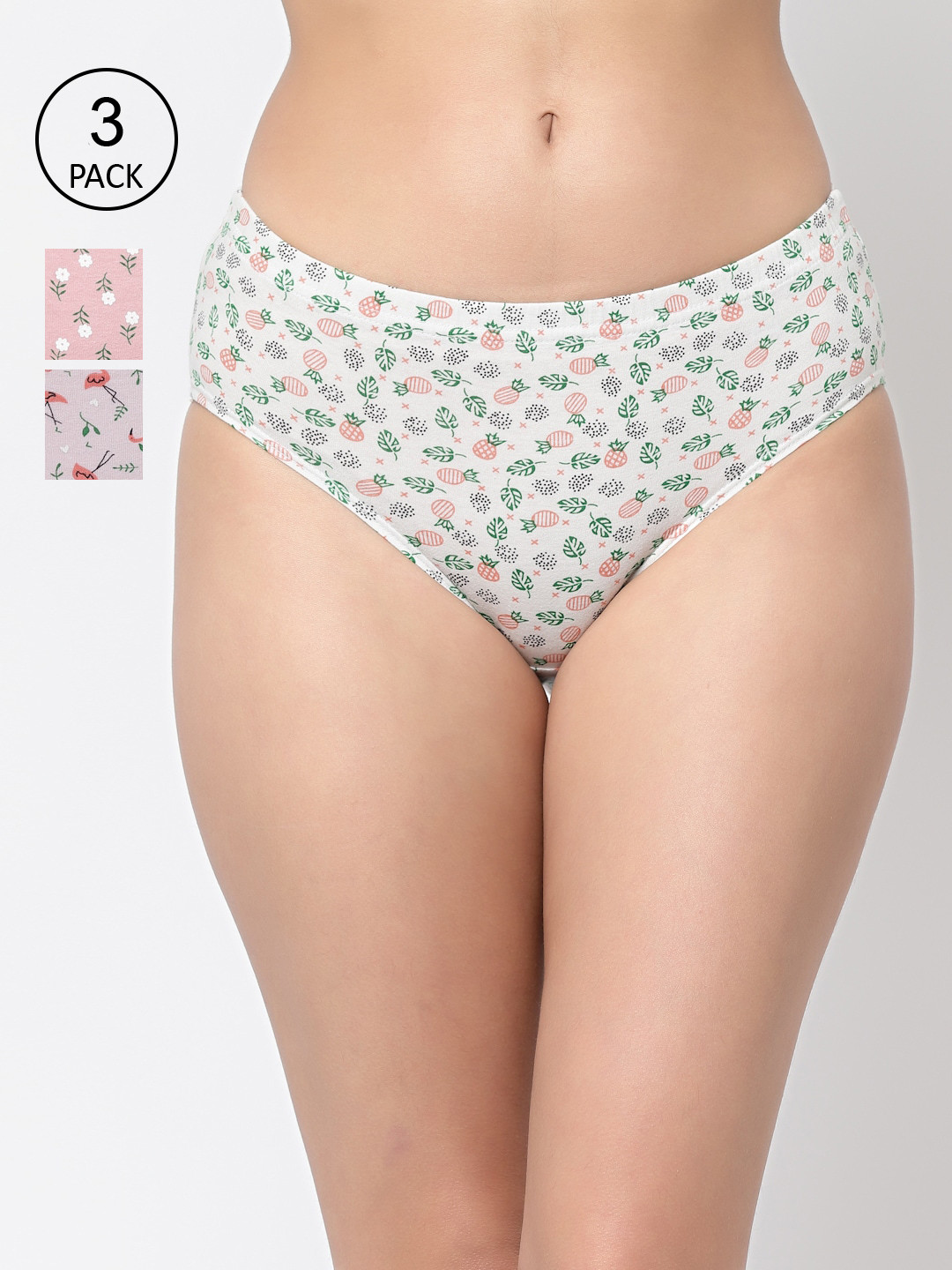 

Floret Women Pack Of 3 Assorted Hipster Briefs