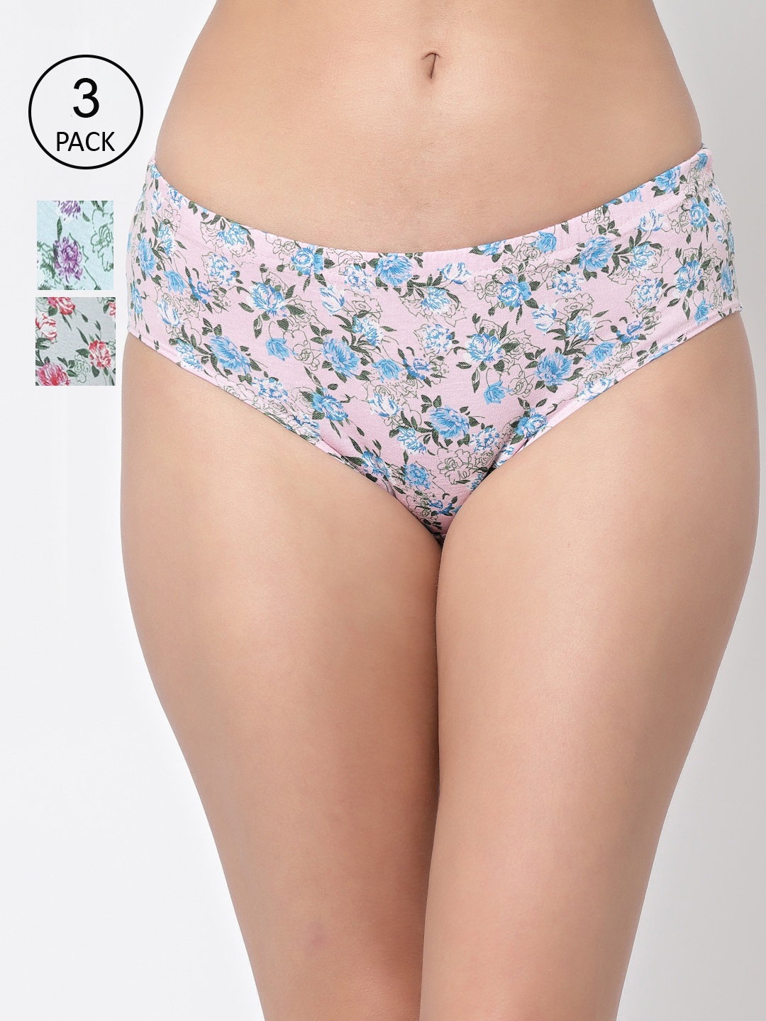 

Floret Women Pack Of 3 Assorted Hipster Briefs