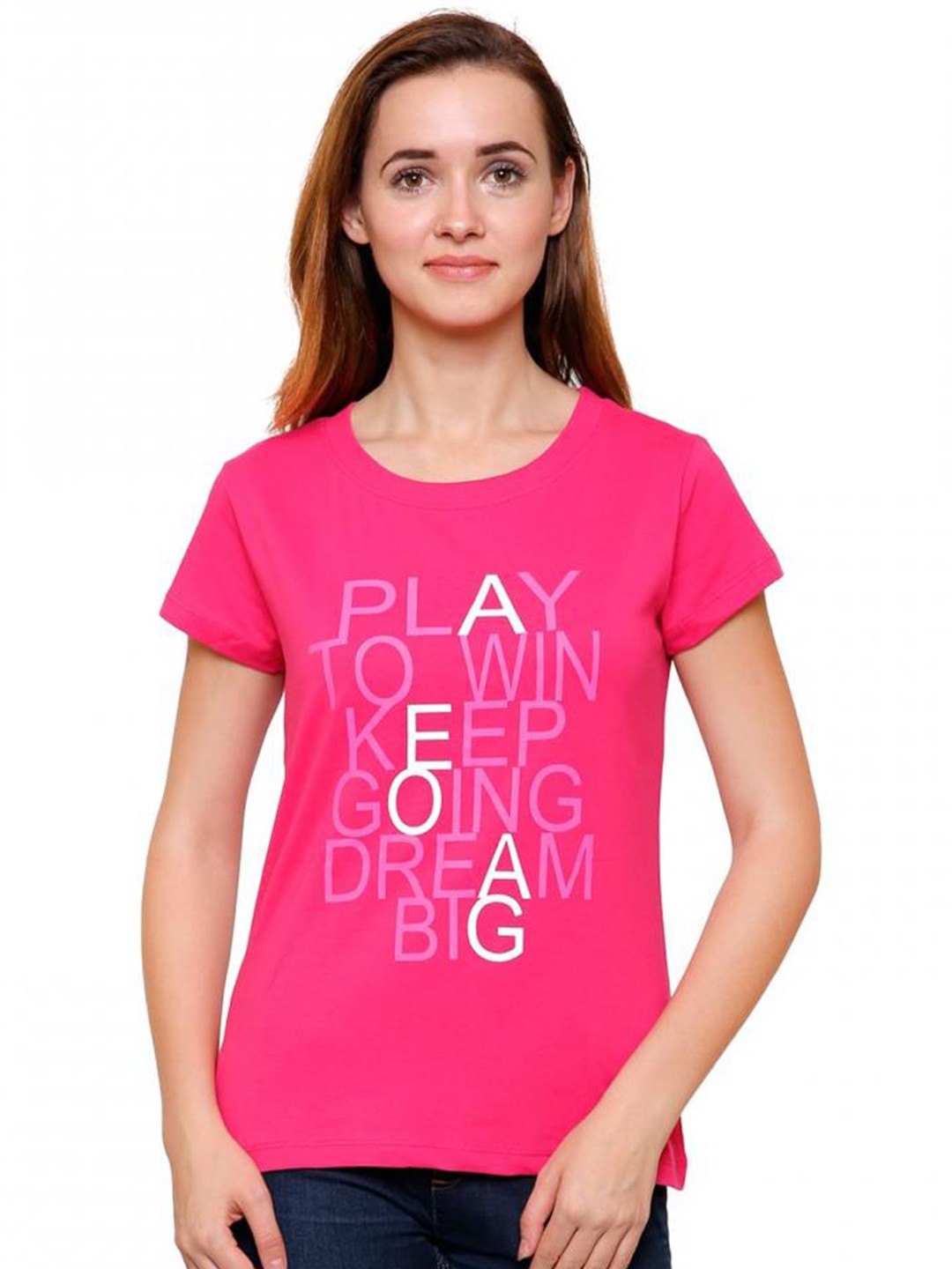 

DYCA Women Fuchsia Typography Printed T-shirt