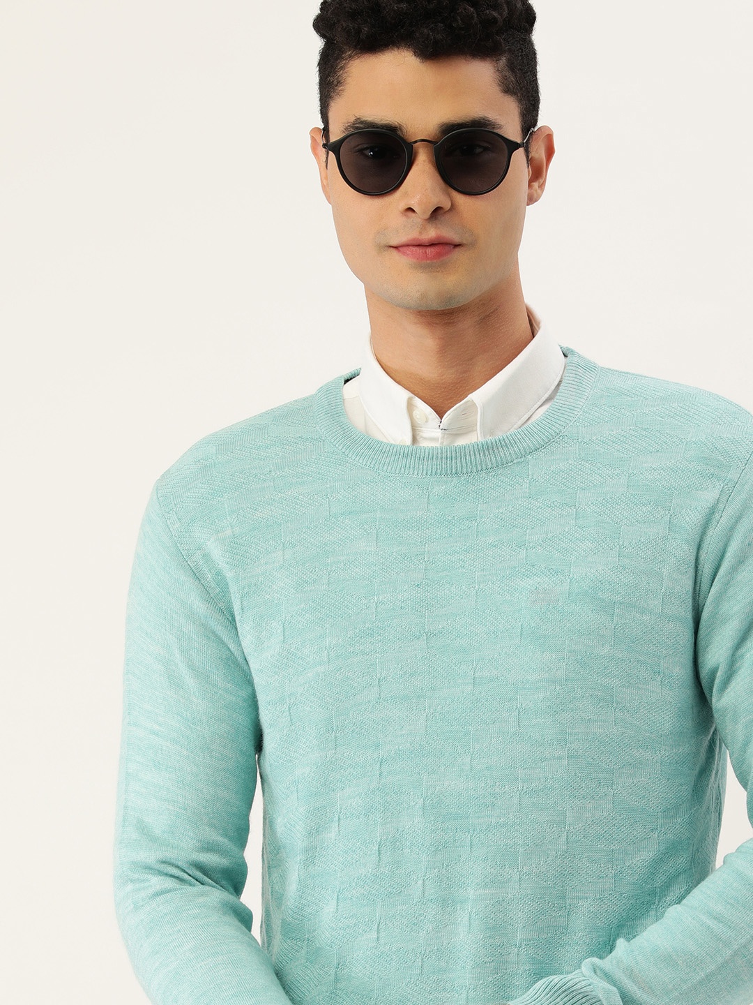

Sports52 wear Men Sea Green Self Design Pullover
