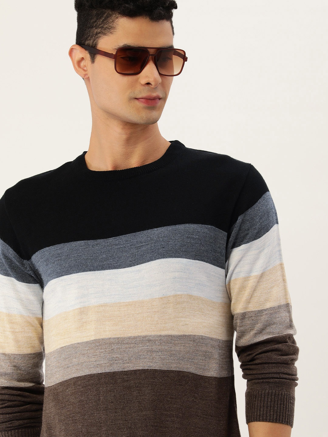 

Sports52 wear Men Black & Brown Striped Pullover