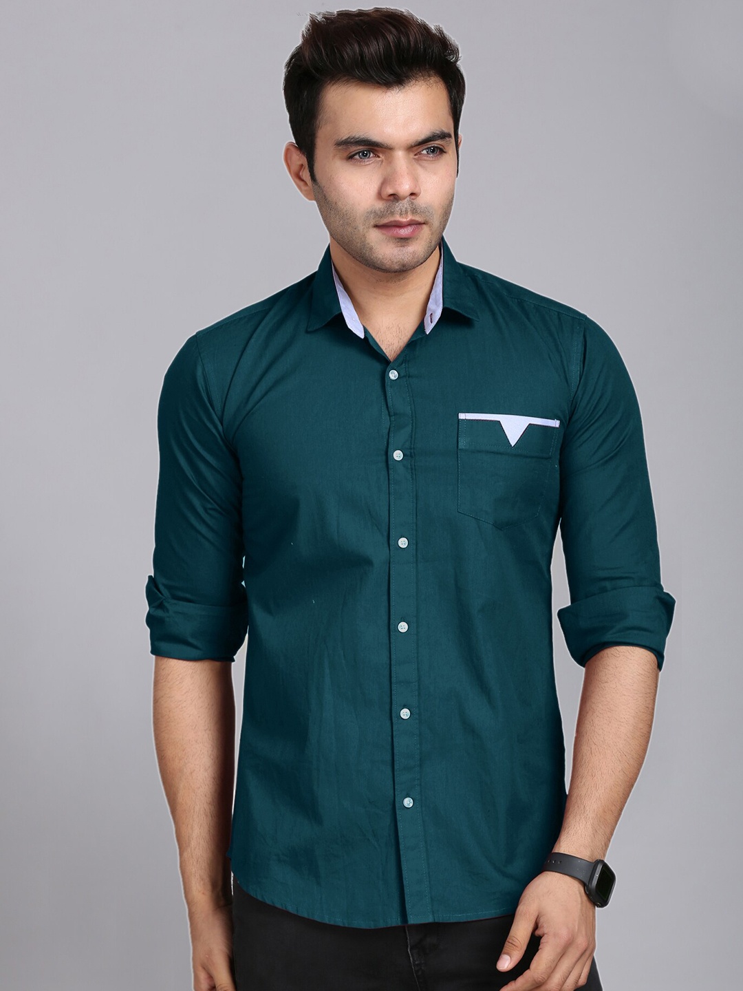 

FINIVO FASHION Men Green Standard Casual Shirt