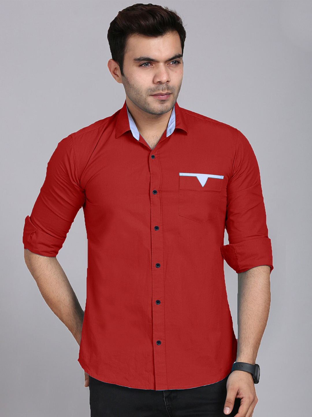 

FINIVO FASHION Men Red Standard Casual Shirt