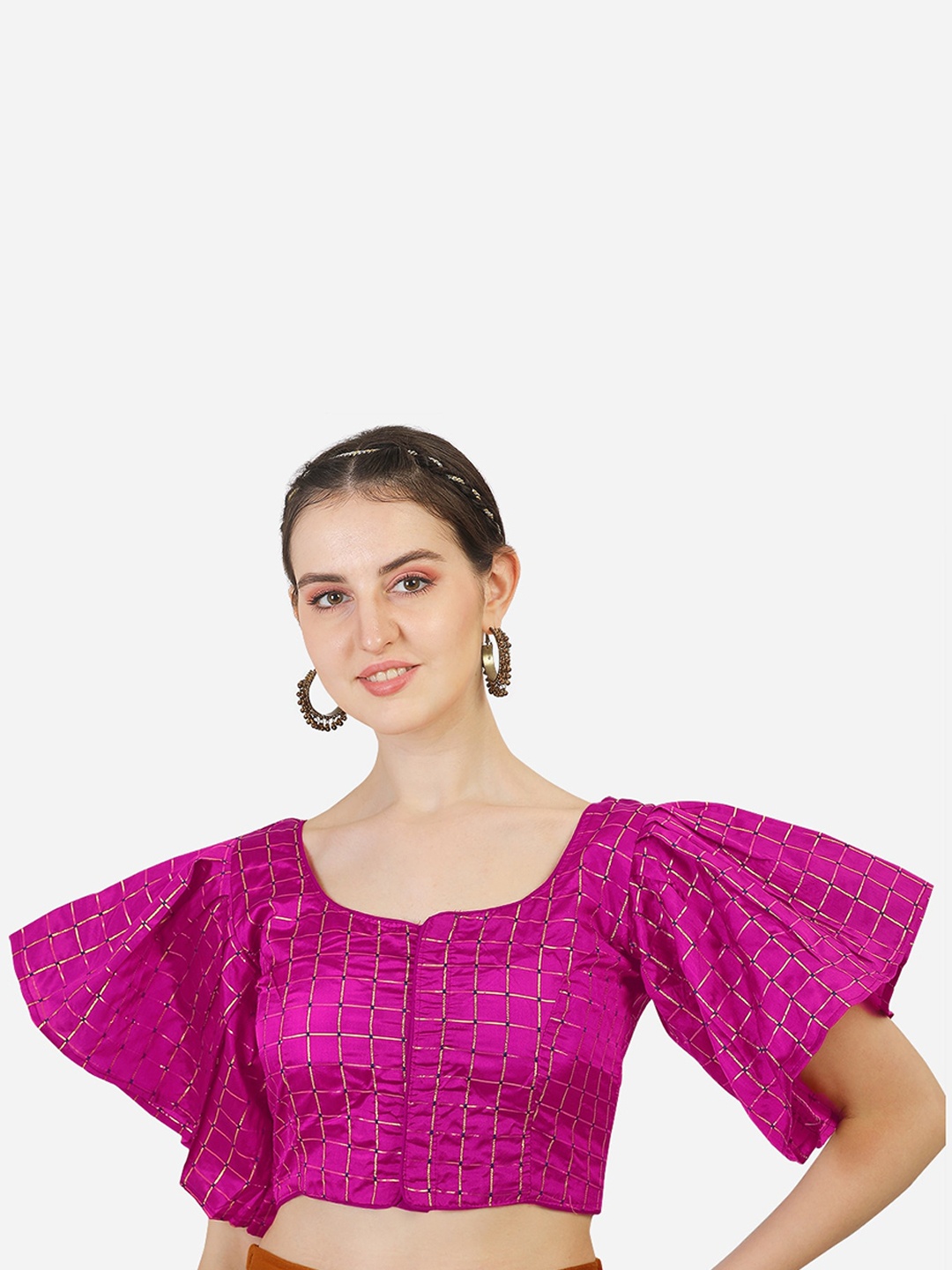 

Sumaira Tex Women Pink Woven-Design Fancy Readymade Blouse