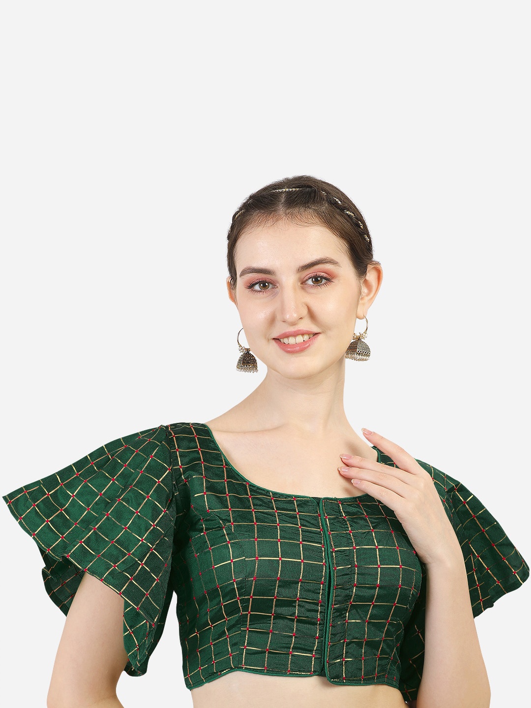 

Sumaira Tex Green Woven Design Silk Saree Blouse