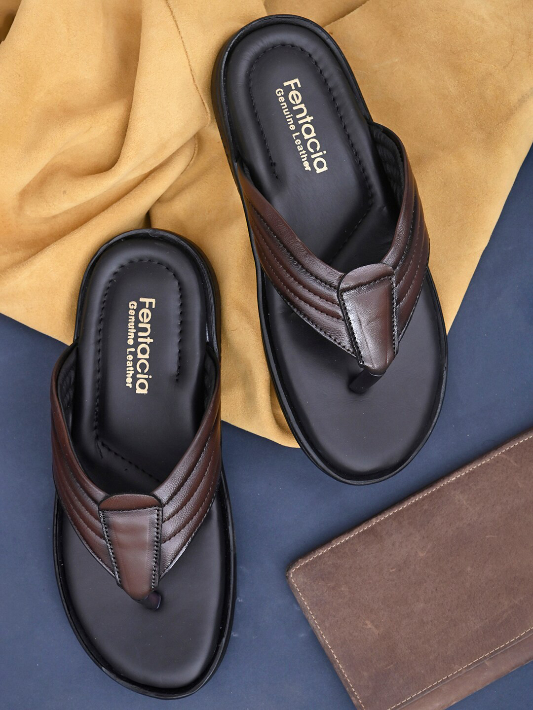 

Fentacia Men Brown Leather Comfort Sandals