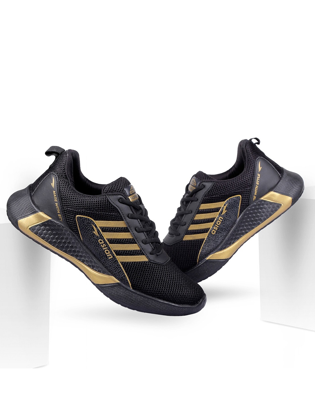 

ASIAN Men Mesh Running Shoes, Black