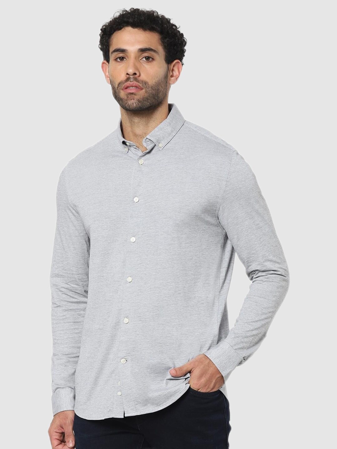 

Celio Men Grey Solid Classic Cotton Casual Shirt
