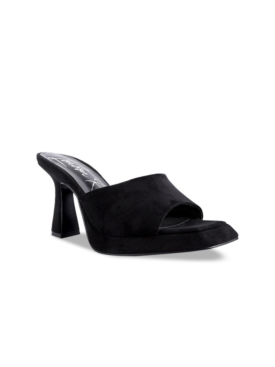 London Rag Black Suede Block Mules