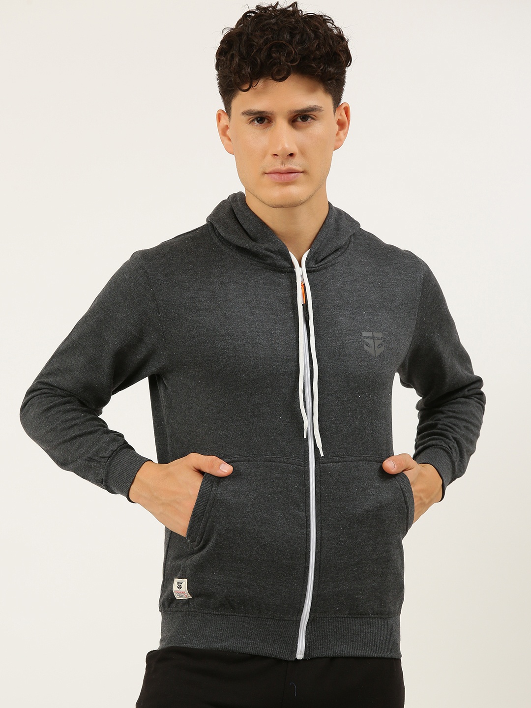 

Sports52 wear Men Charcoal Grey Solid Lightweight Hooded Training Jacket