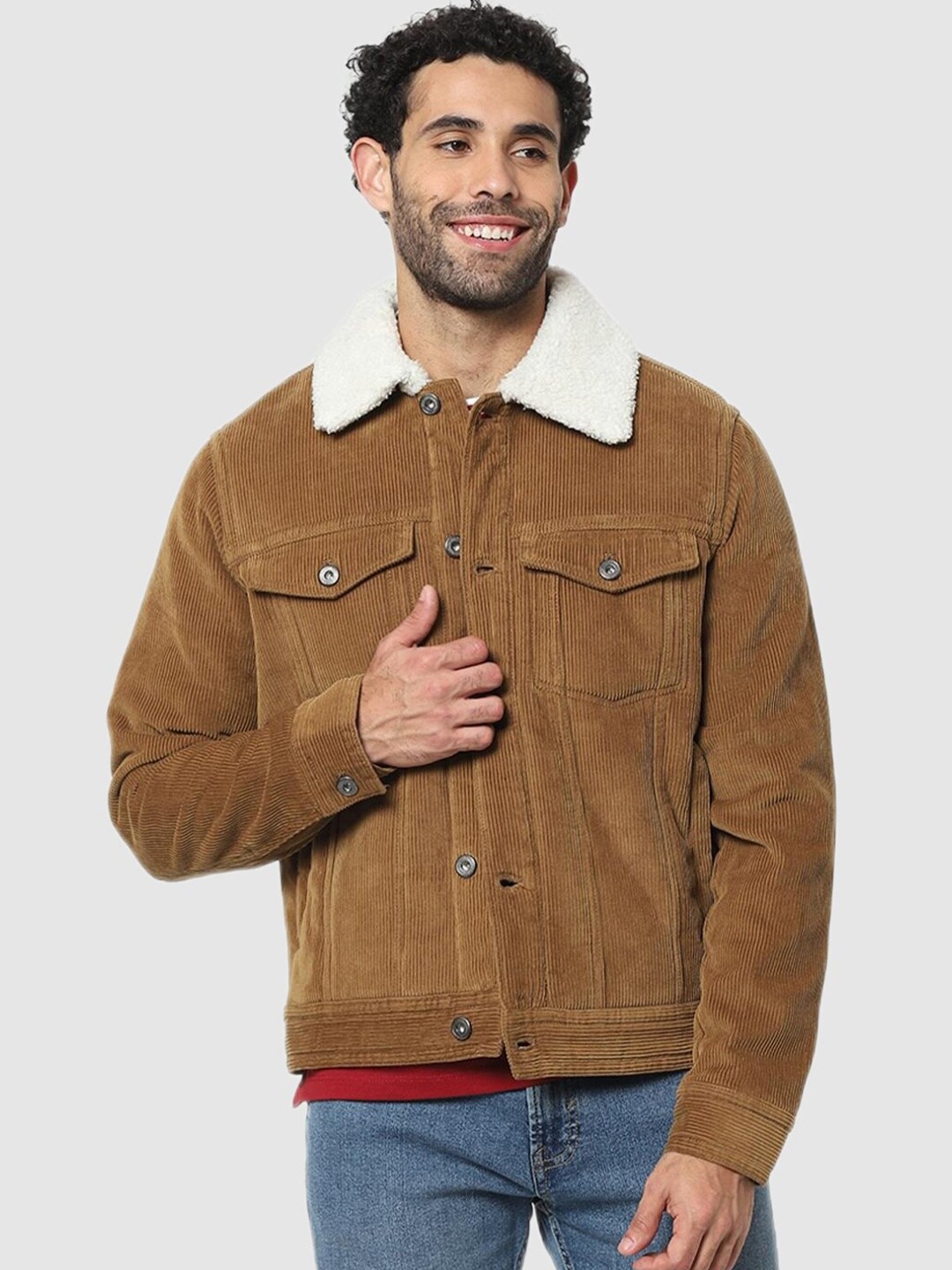 

Celio Men Brown Colourblocked Cotton Jacket