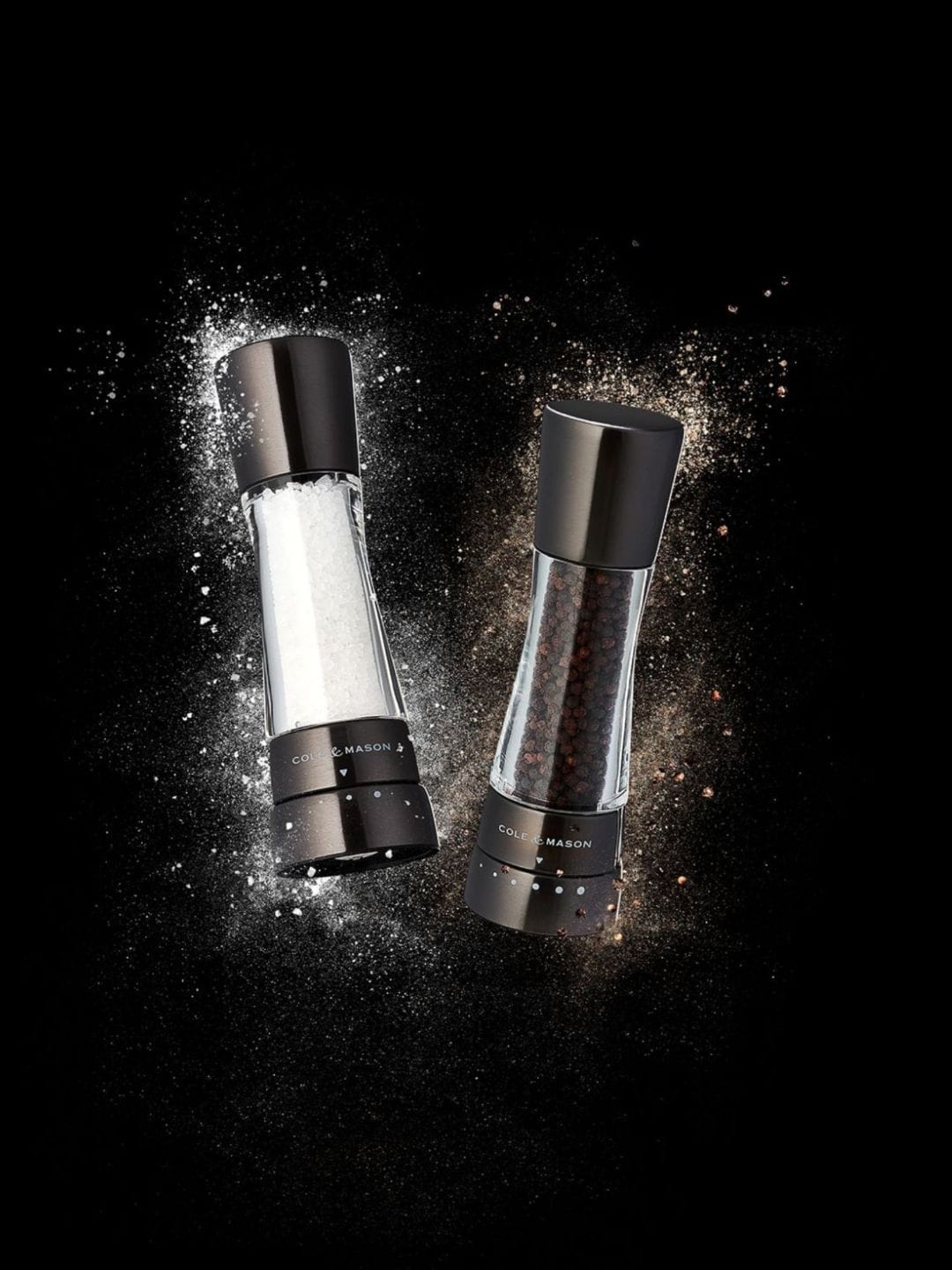 

COLE & MASON Transparent & Black Solid Salt And Pepper Mills