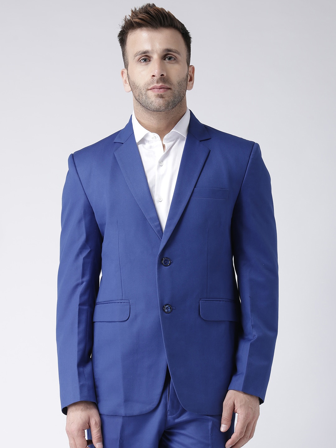 

Hangup Men Blue Solid Single-Breasted Blazers