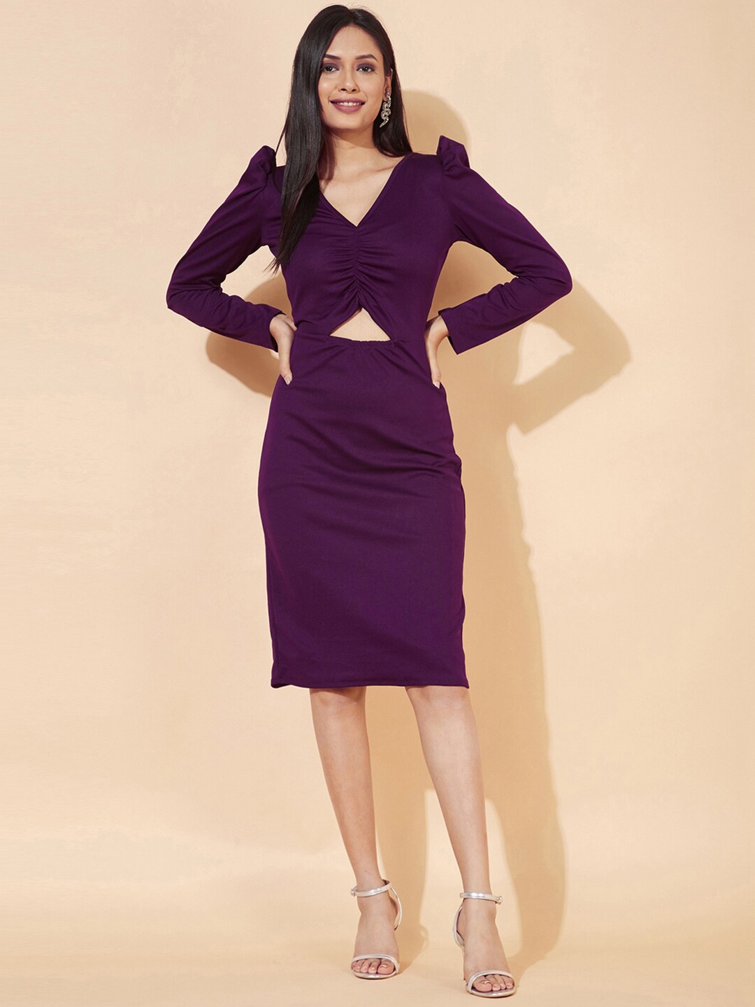 

Selvia Purple Scuba Sheath Dress