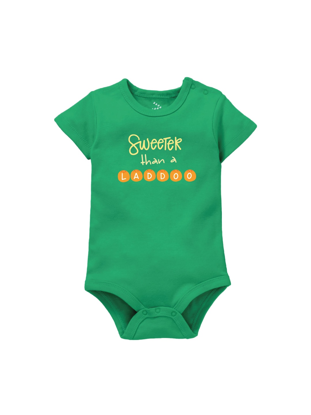 

Zeezeezoo Infant Green Sweeter than a Laddoo Printed Bodysuit