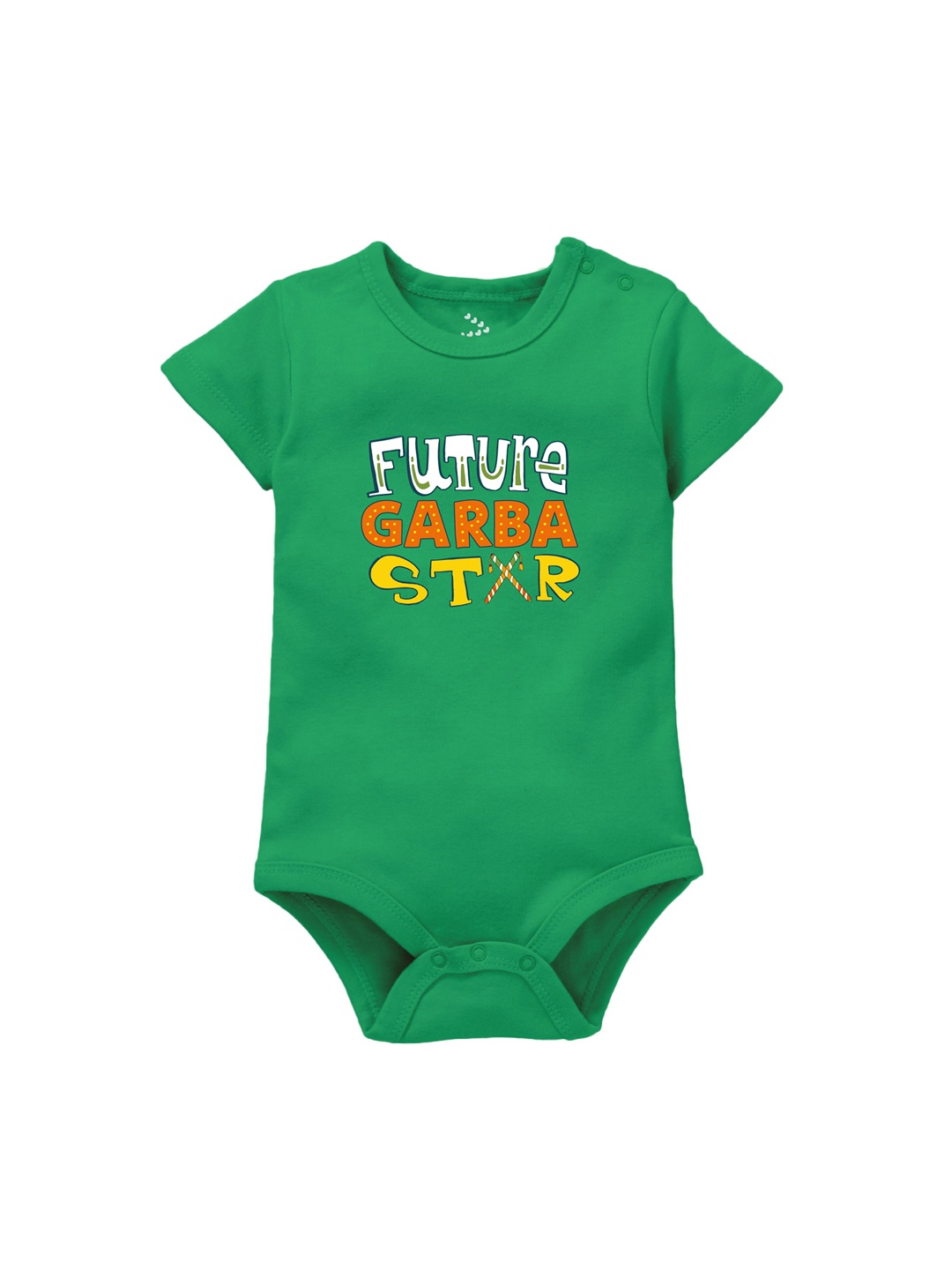 

Zeezeezoo Infant Green Future Garba Star Printed Bodysuit