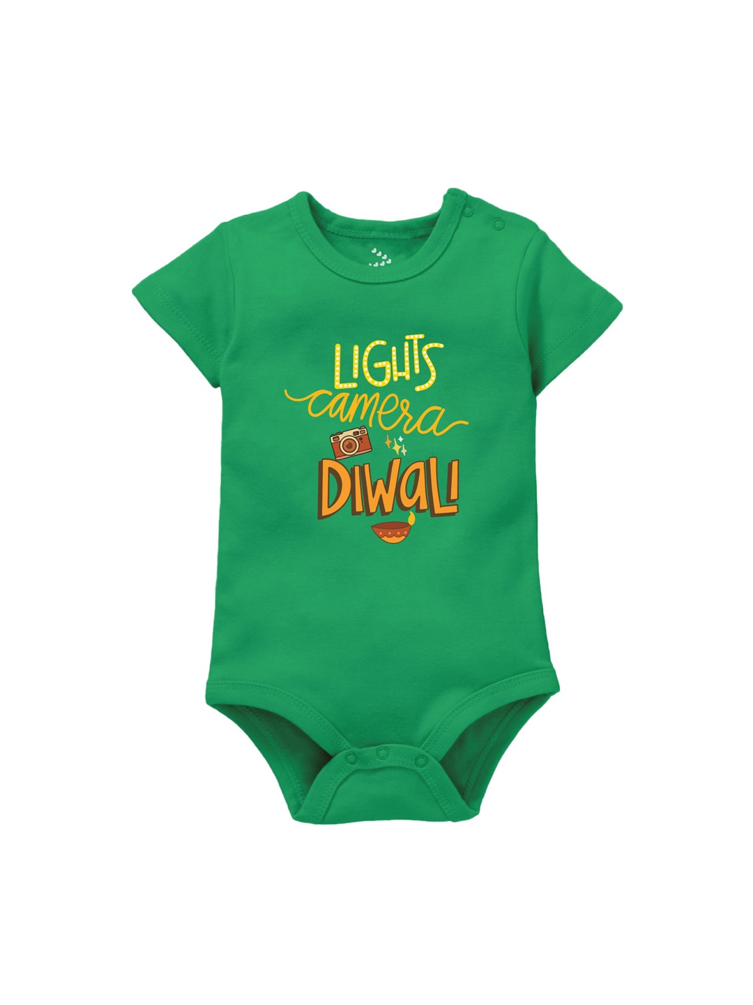 

Zeezeezoo Infant Green Lights Camera Diwali Printed Bodysuit