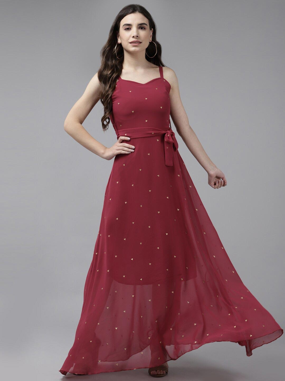 

Aarika Women Maroon Georgette Maxi Dress