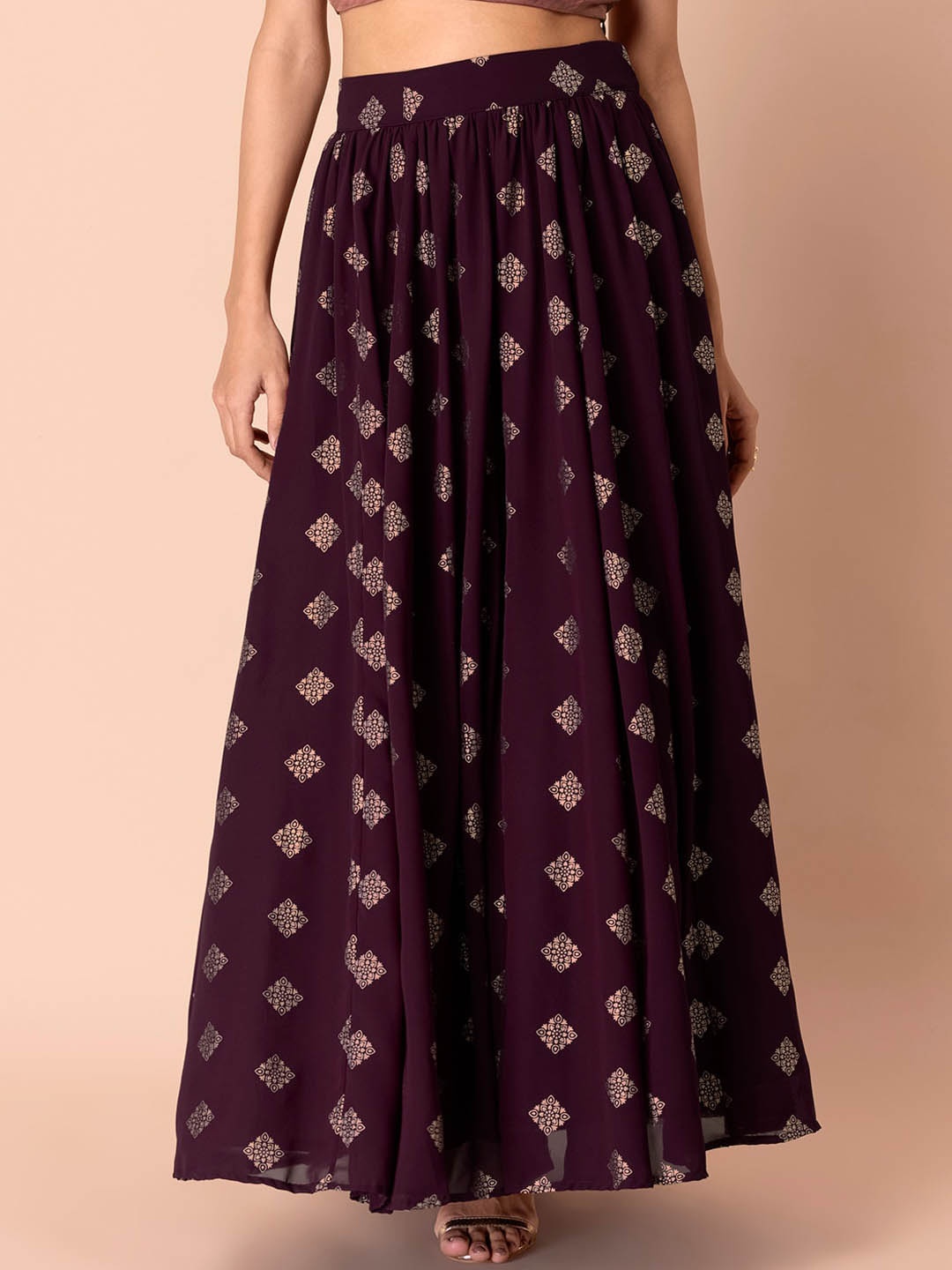 

INDYA Women Purple Printed Maxi-Length A-Line Skirt