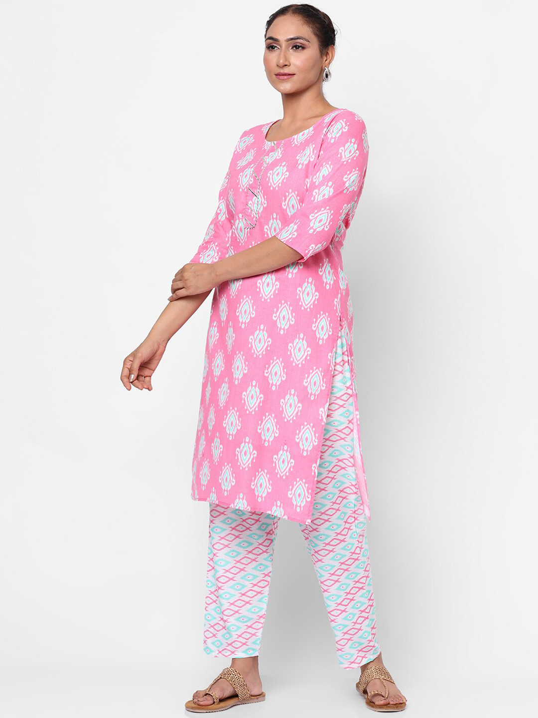 

Kastiel Women Ethnic Motifs Printed Kurta with Trouser, Pink