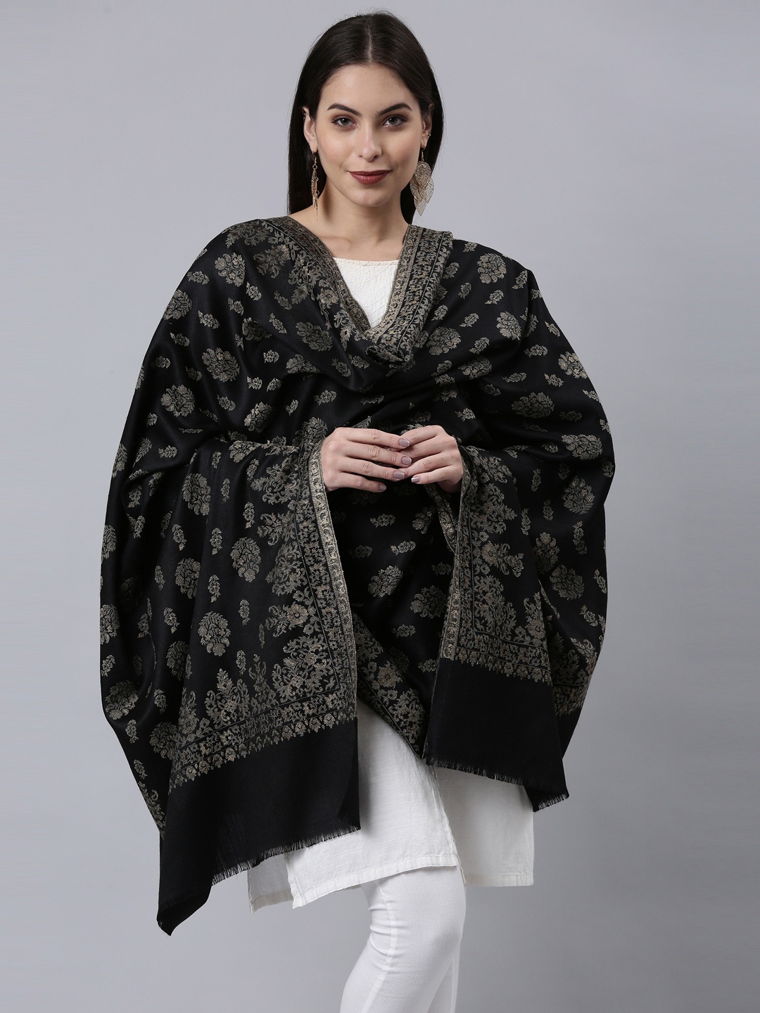 

Pashmoda Women Black Ethnic Motifs Shawl