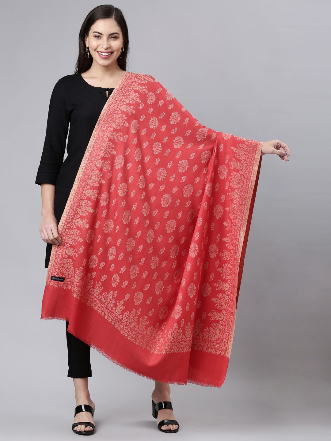 

Pashmoda Women Red Ethnic Motifs Shawl