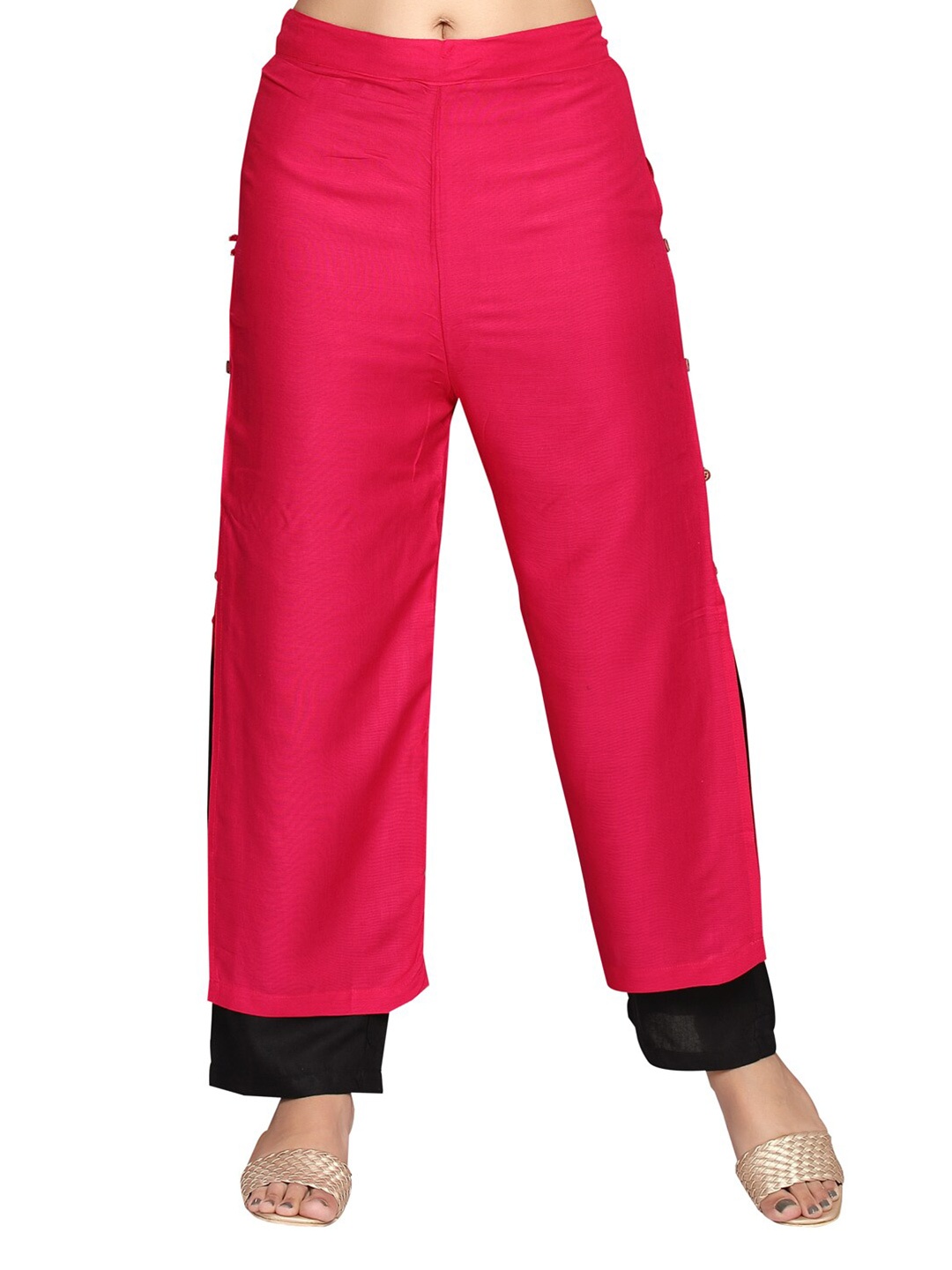 

Aarika Women Pink & Black Handloom Ethnic Palazzos