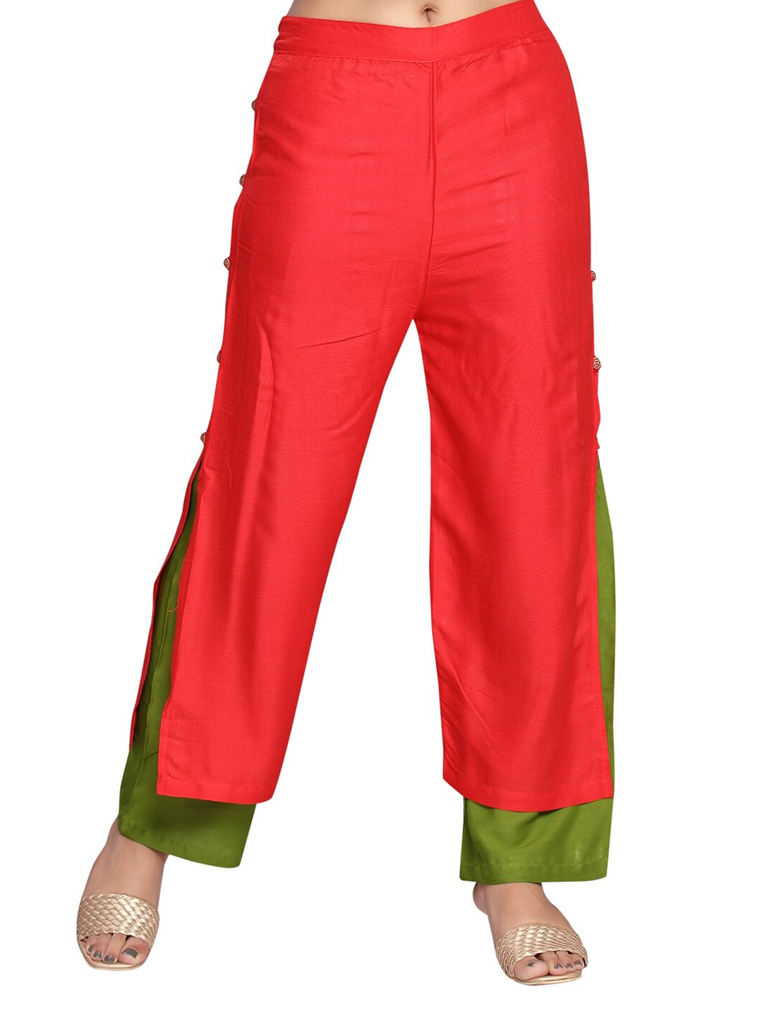 

Aarika Women Red Handloom Palazzos