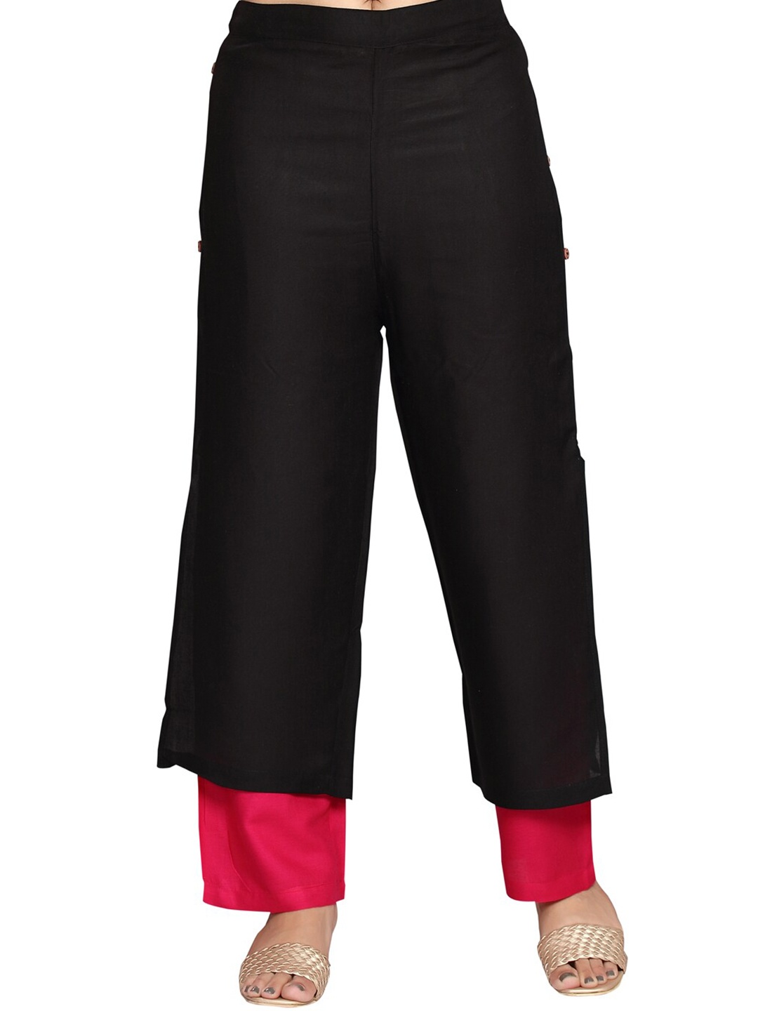 

Aarika Women Black & Pink Solid Palazzos