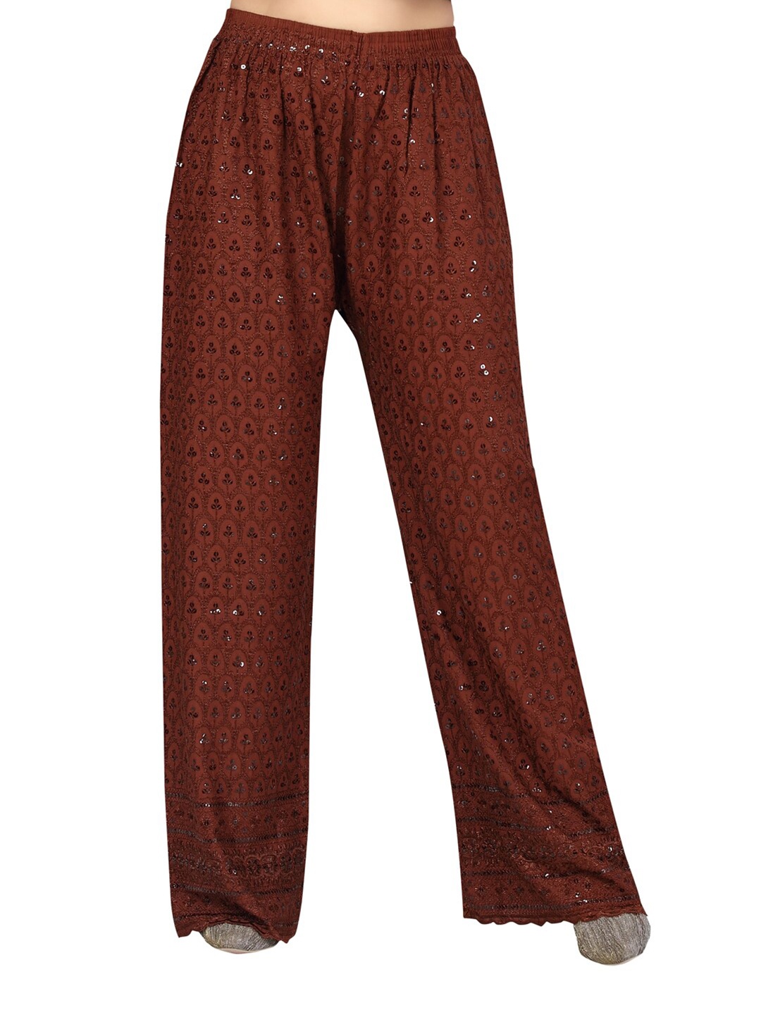 

Aarika Women Brown Floral Embellished Ethnic Palazzos
