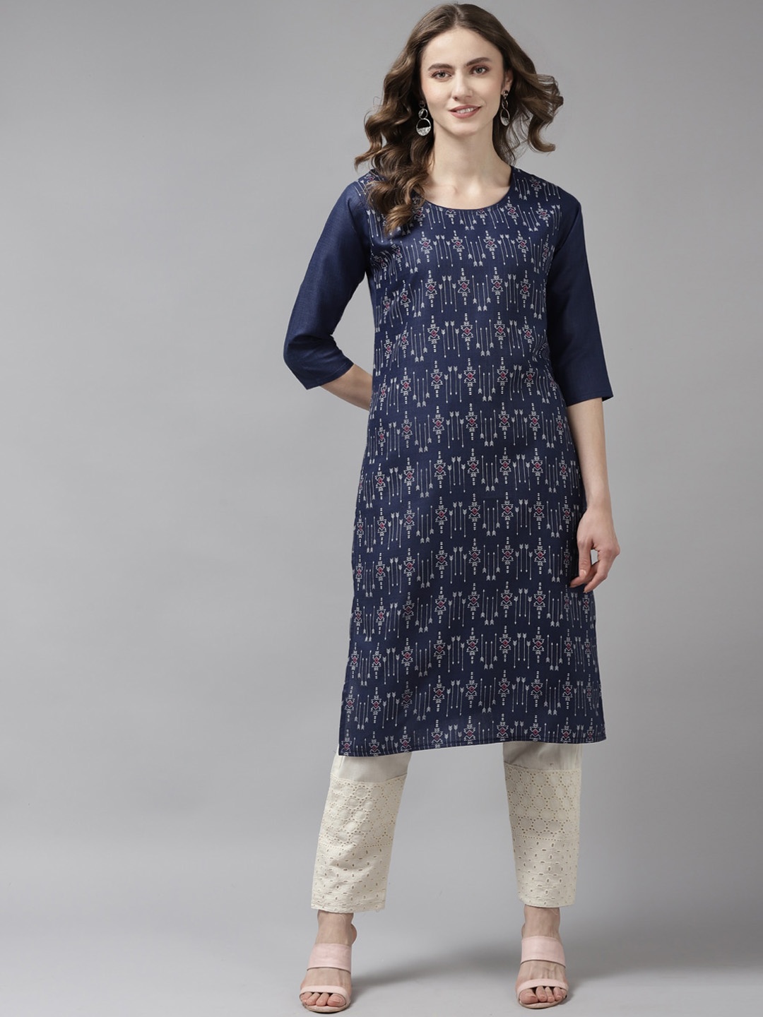 

Aarika Women Navy Blue Printed Kurta