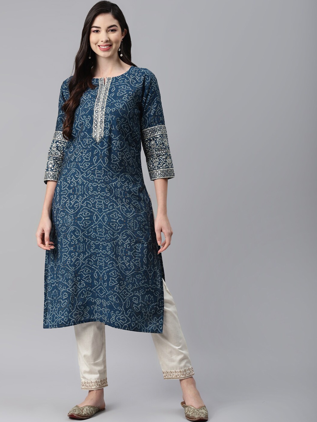 

Aarika Women Blue Ethnic Motifs Printed Kurta