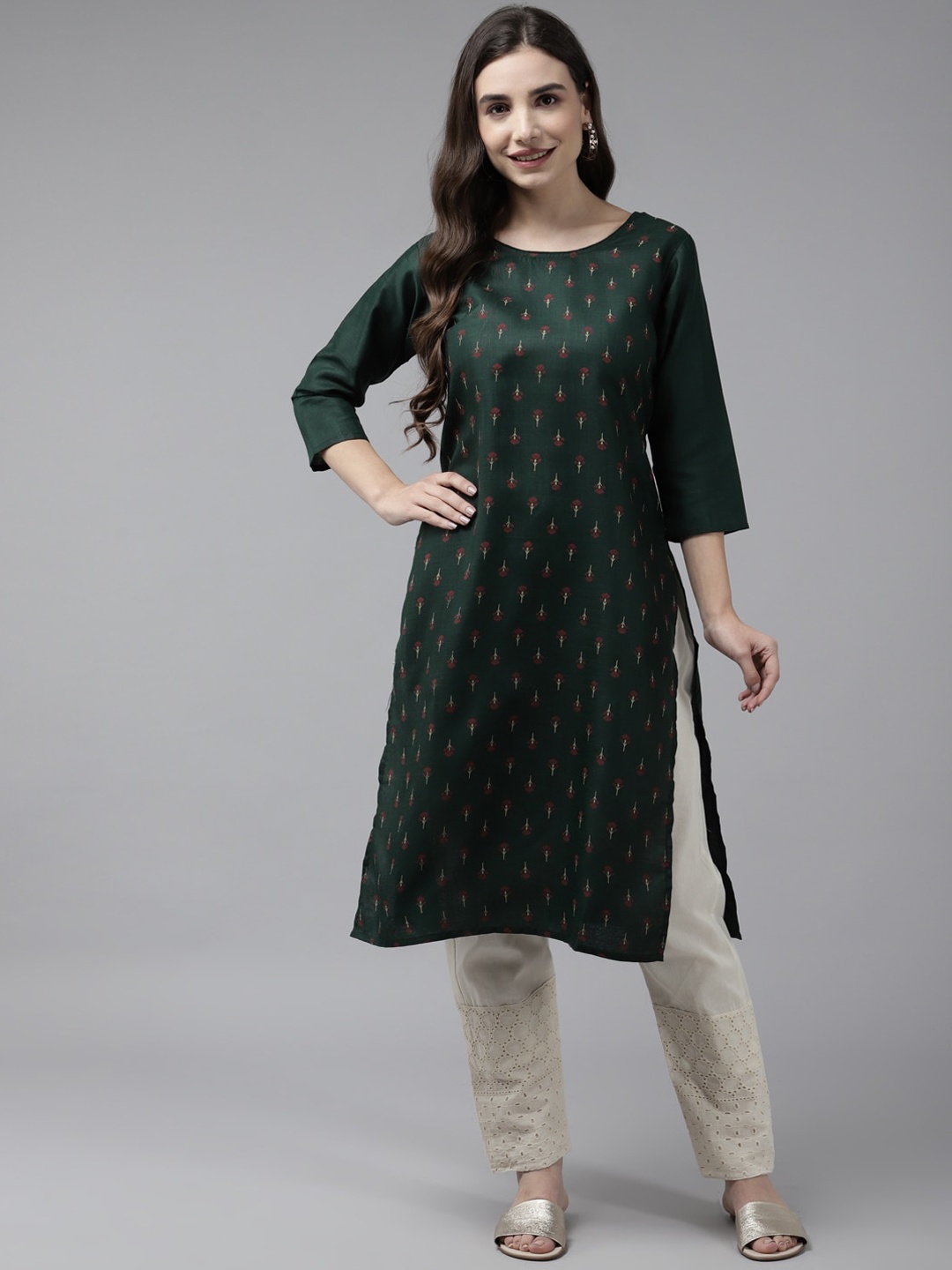 

Aarika Women Green Floral Printed Kurta