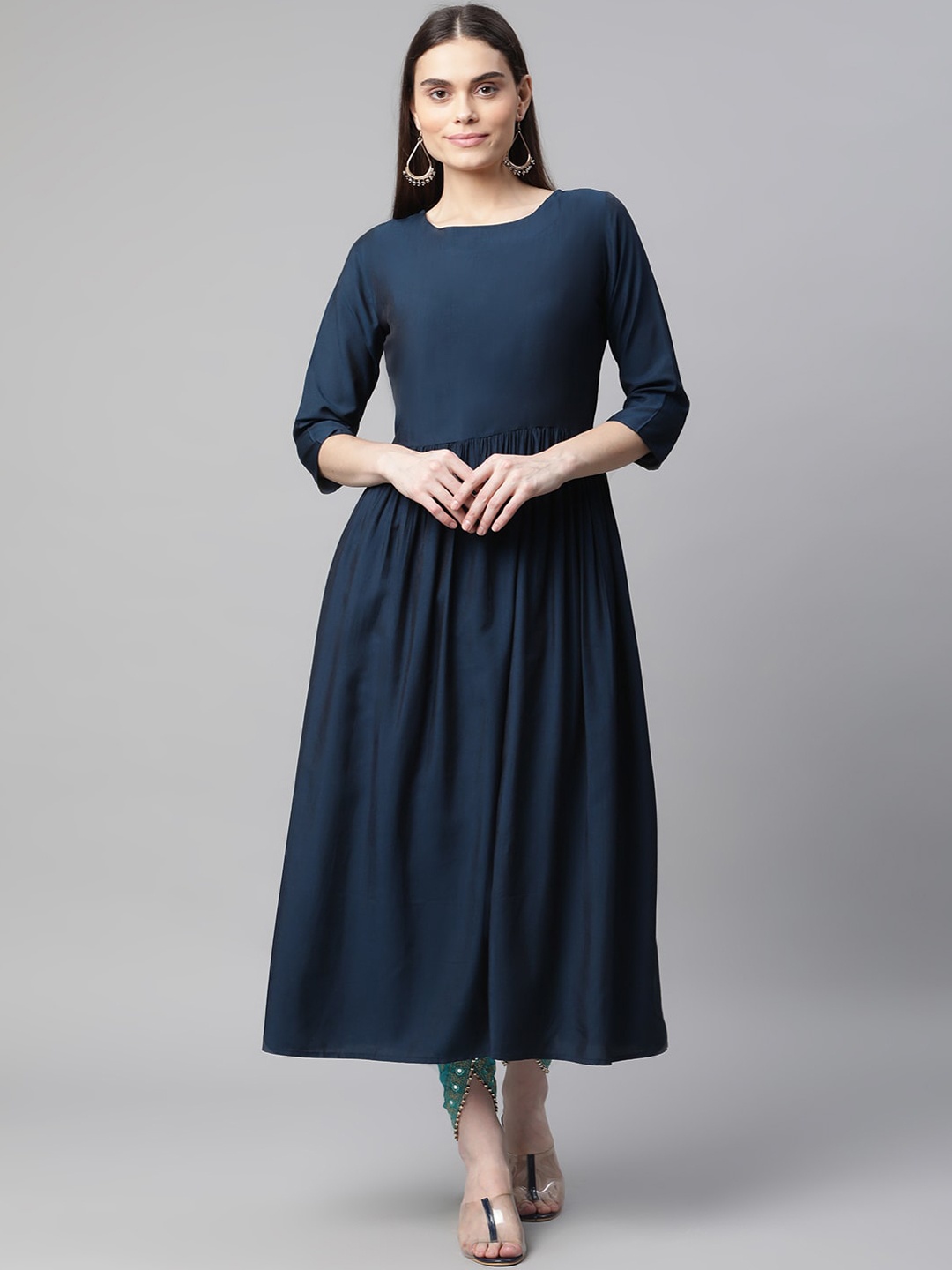 

Aarika Women Navy Blue Pure Cotton Anarkali Kurta