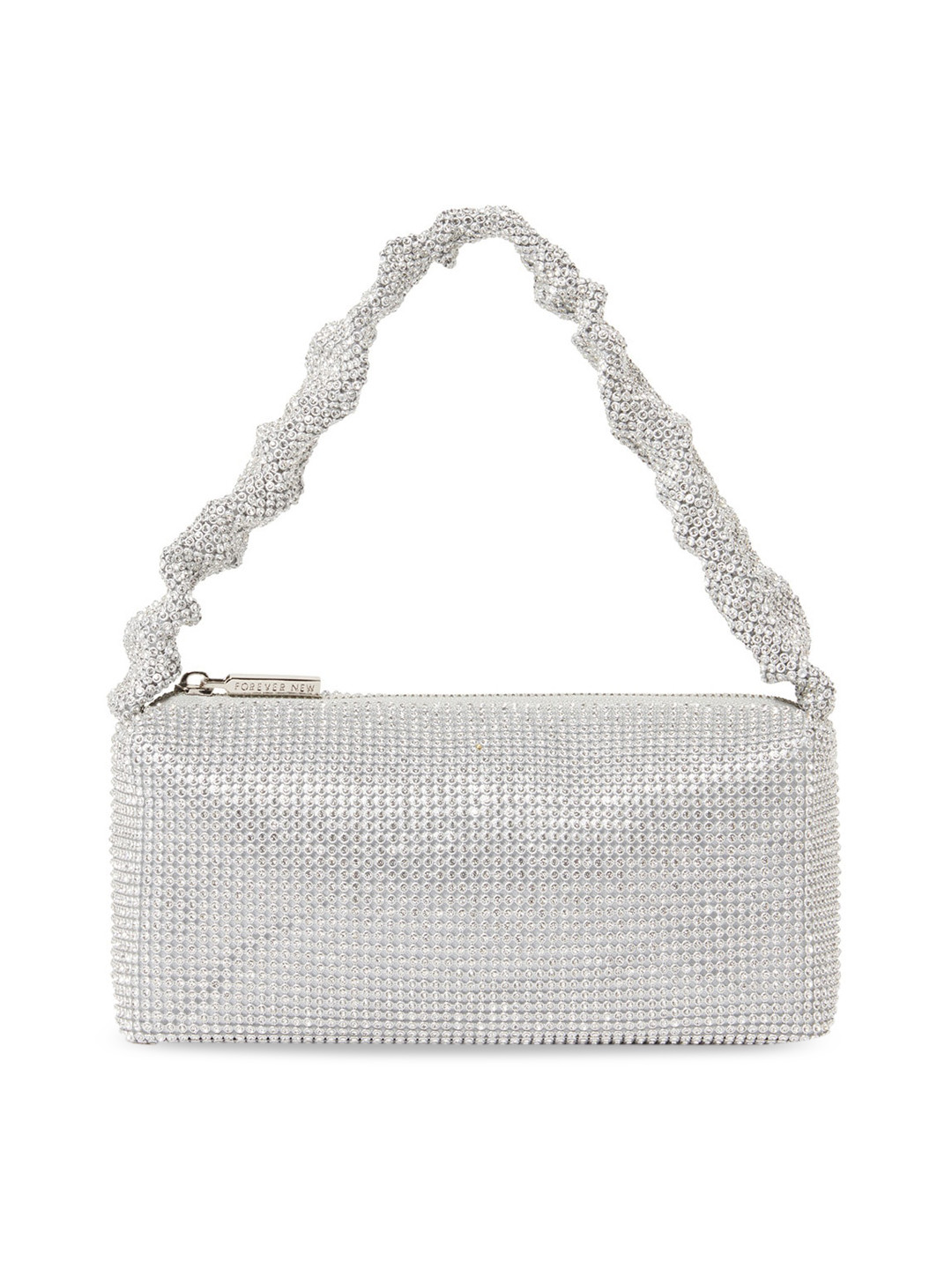 

Forever New Silver-Toned Textured Bowling Handheld Bag