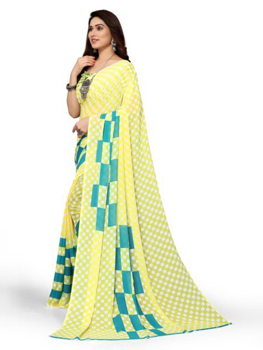 

Yashika Yellow & Blue Saree
