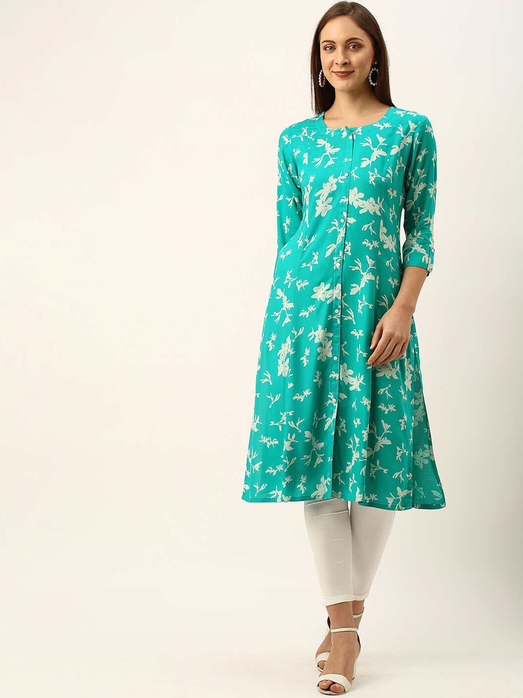 

ZOLA Women Turquoise Blue Floral Printed Kurta