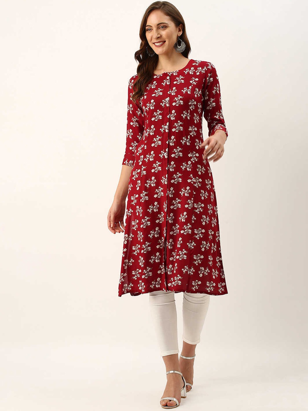 

ZOLA Women Red & White Floral Printed Kurta