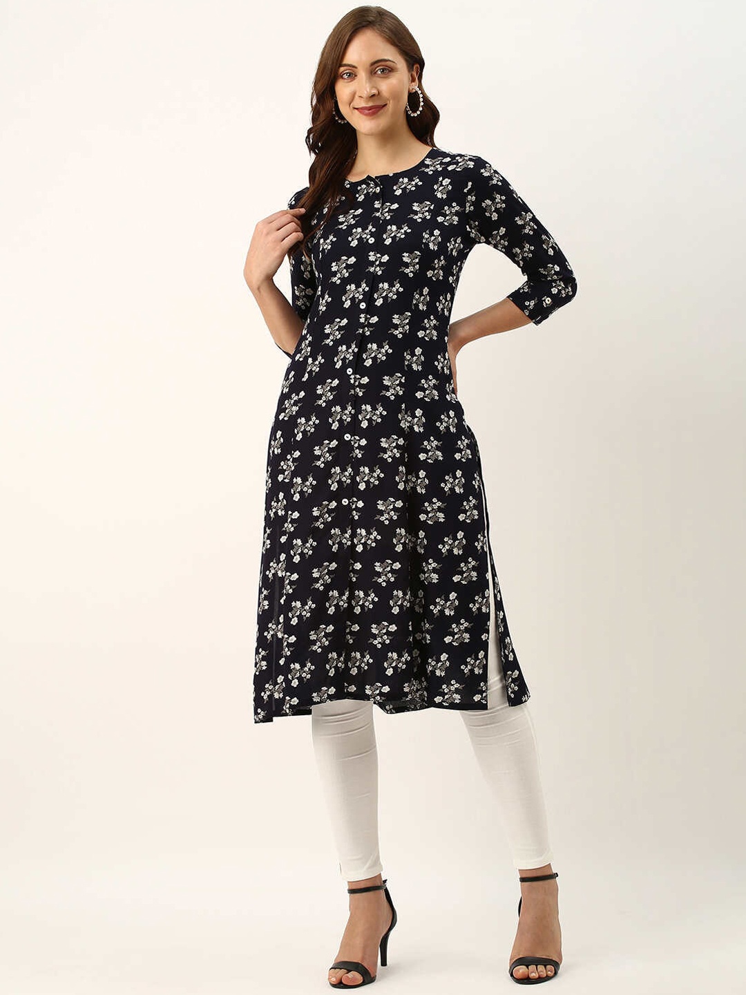 

ZOLA Women Black Floral Printed Kurta