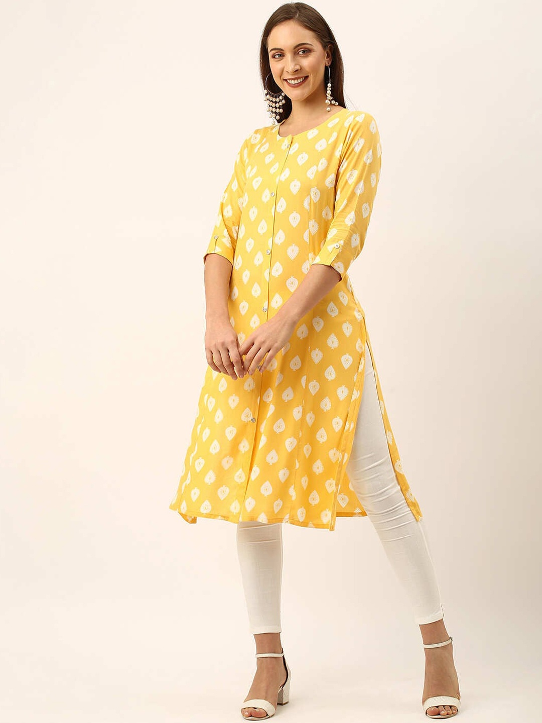

ZOLA Women Yellow Ethnic Motifs Printed Kurta