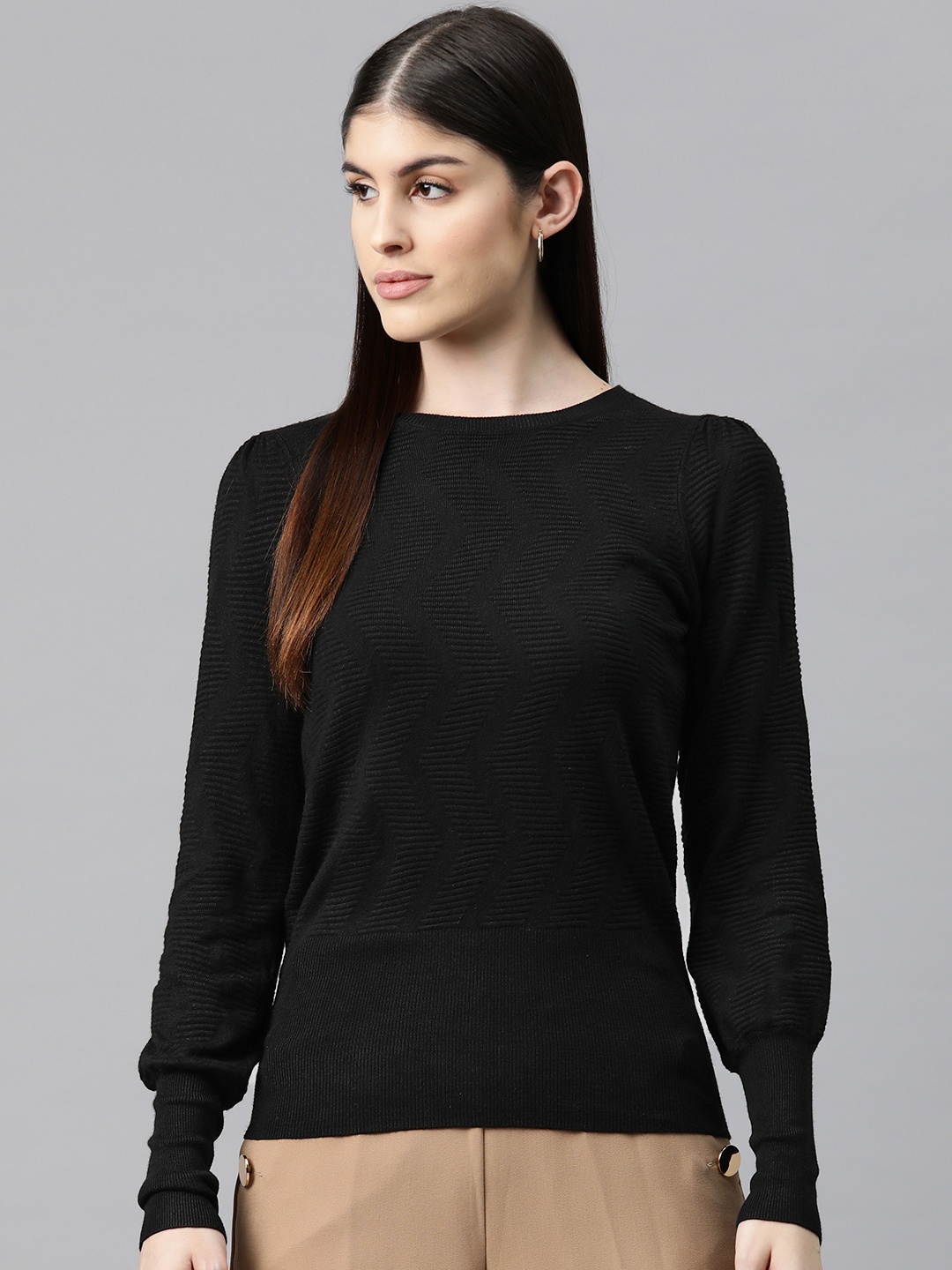 

Marks & Spencer Self-Design Pullover, Black